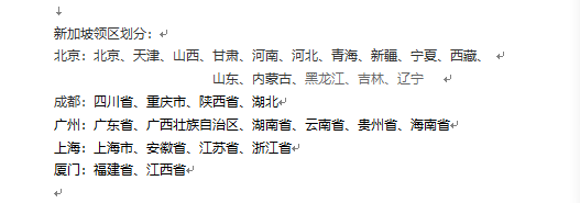 新加坡簽證領(lǐng)區(qū)劃分